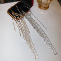 Copper Zircon Tassel Drop Earrings With Geometric Ear Hook Minimalist Fashion Design view 2