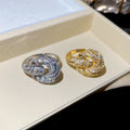 18K Gold Plated Zircon Round Hollow Open Ring For Women view 4