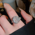18K Gold Plated Zircon Round Hollow Open Ring For Women view 3