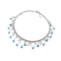 Light Luxury Glass Crystal Round Lace Tassel Choker Necklace, Vintage Geometric Collarbone Chain view 5