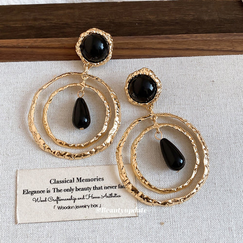 Ethnic Style Round Resin Geometric Drop Earrings For Women Light Luxury Statement Jewelry