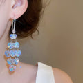 Light Luxury Zircon Glass Heart Tassel Drop Earrings For Women Elegant Fairy Style view 3
