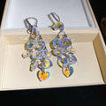 Light Luxury Zircon Glass Heart Tassel Drop Earrings For Women Elegant Fairy Style view 4
