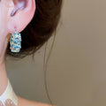 Sparkling Zircon Square Copper Earrings Geometric Light Luxury OL Commuter Ear Cuffs view 3