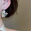 Rainbow Tone Artificial Crystal Heart Zircon Stud Earrings With Silver Pins Light Luxury Geometric Style view 4
