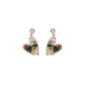 Rainbow Tone Artificial Crystal Heart Zircon Stud Earrings With Silver Pins Light Luxury Geometric Style view 5