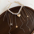 Old Money Faux Pearl Chain Wrap Tassel Necklace With Heart Starfish Geometric Pendant view 4