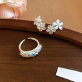 Sweet Zircon Daisy Flower Ring And Stud Earrings Jewelry Set For Women Summer Light Luxury view 3