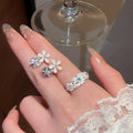 Sweet Zircon Daisy Flower Ring And Stud Earrings Jewelry Set For Women Summer Light Luxury view 2