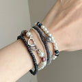2026 Vintage Style Faux Pearl Rhinestone Round Elastic Beaded Bracelet Geometric Jewelry view 1