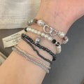 2026 Vintage Style Faux Pearl Rhinestone Round Elastic Beaded Bracelet Geometric Jewelry view 3