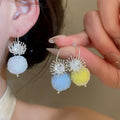 Artificial Crystal Round Flower Drop Earrings Sweet Light Luxury Geometric Ear Hooks view 1