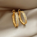 Vintage Copper Round Zircon Stud Earrings With Silver Pins Minimalist Light Luxury Retro Jewelry view 4