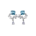 Korean Light Luxury Faux Pearl Zircon Square Butterfly Stud Earrings For Women view 5