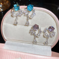 Korean Light Luxury Faux Pearl Zircon Square Butterfly Stud Earrings For Women view 4