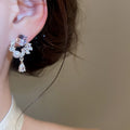 Korean Light Luxury Faux Pearl Zircon Square Butterfly Stud Earrings For Women view 3