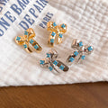 French Vintage Bow Zircon Flower Copper Stud Earrings For Women, Court Style Light Luxury Jewelry view 4