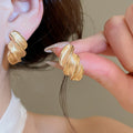 2026 New Round Brushed Copper Stud Earrings Minimalist Geometric Light Luxury Fashion Jewelry view 4