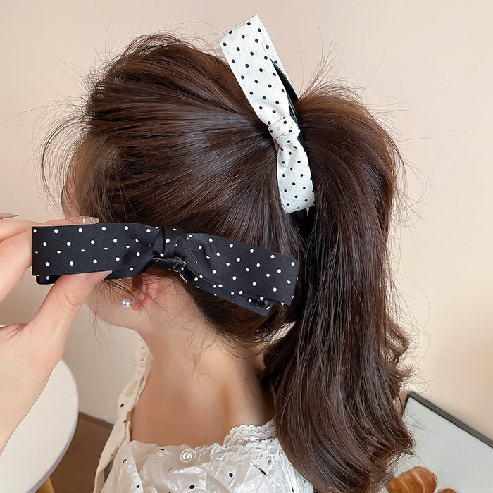 Fabric Bow Polka Dot Hair Clip And Hair Tie Jewelry Set Korean Style Versatile Hair Accessories