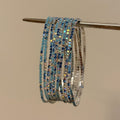 Colorful Rhinestone Single Row Elastic Copper Bangle Minimalist Fashion OL Geometric Bracelet view 3