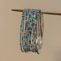 Colorful Rhinestone Single Row Elastic Copper Bangle Minimalist Fashion OL Geometric Bracelet view 1