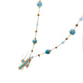 Blue Stone Cross Pendant Necklace For Women, Light Luxury Geometric Maillard Style Collarbone Chain view 5