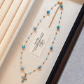 Blue Stone Cross Pendant Necklace For Women, Light Luxury Geometric Maillard Style Collarbone Chain view 2