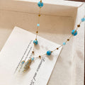 Blue Stone Cross Pendant Necklace For Women, Light Luxury Geometric Maillard Style Collarbone Chain view 4