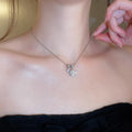 Dazzling Starry Zircon Round Stud Earrings Necklace Jewelry Set Copper Korean Light Luxury Quadrilateral Detail view 4