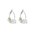 Elegant Colorblock Flower Pearl Crystal Hoop Earrings For Women Spring Summer Fashion Earrings view 5