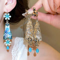 Vintage Chinese Style Rhinestone Resin Flower Clip-on Earrings For Women view 2