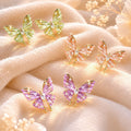 Elegant Enamel Butterfly Stud Earrings With Pearls And Gold Alloy Wings For Women Fashion Statement Earrings view 2