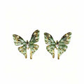 Elegant Enamel Butterfly Stud Earrings With Pearls And Gold Alloy Wings For Women Fashion Statement Earrings view 5