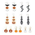 Halloween Acrylic Pumpkin Ghost Bat Black Cat Skull Drop Dangle Alloy Hook Fashion Earrings view 5