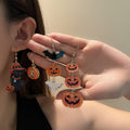 Halloween Acrylic Pumpkin Ghost Bat Black Cat Skull Drop Dangle Alloy Hook Fashion Earrings view 3