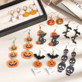 Halloween Acrylic Pumpkin Ghost Bat Black Cat Skull Drop Dangle Alloy Hook Fashion Earrings view 1