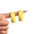 Yellow Lace C-Shaped Metal Hoop Earrings Geometric Fashion OL Style Unique 2026 Jewelry view 5