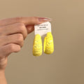 Yellow Lace C-Shaped Metal Hoop Earrings Geometric Fashion OL Style Unique 2026 Jewelry view 4