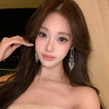 Luxury Crystal Tassel Drop Earrings For Women, Long Teardrop Resort Style Statement Jewelry view 4