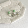Elegant Transparent Crystal Polka Dot Ball Acrylic Bead Silver Needle Drop Stud Earrings view 4