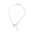 Light Luxury Copper Zircon Bow Necklace Delicate Geometric Collarbone Chain Accessory view 5