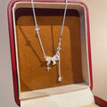 Light Luxury Copper Zircon Bow Necklace Delicate Geometric Collarbone Chain Accessory view 4