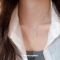 Light Luxury Copper Zircon Bow Necklace Delicate Geometric Collarbone Chain Accessory view 3