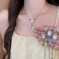 Copper Zircon Dog Flower Sweater Necklace For Women Summer Pastoral Collarbone Jewelry view 2
