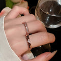 Vintage Copper Full Crystal Diamond Shape Ring Light Luxury Geometric Fashion Index Finger Jewelry view 3