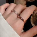 Vintage Copper Full Crystal Diamond Shape Ring Light Luxury Geometric Fashion Index Finger Jewelry view 1