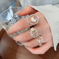Korean Style Minimalist Round Resin Zircon Ring For Women Chic Fashion Index Finger Jewelry view 2