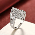 Geometric Meander New Chinese Style Ring For Women, Vintage Elegant Trendy Statement Jewelry view 5