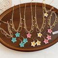 Sweet Vacation Alloy Jewelry Set With Enamel Star Flower Necklace Bracelet And Ear Hooks view 2