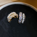 Sparkling Zircon Faux Pearl Clip-on Earrings Korean Light Luxury Geometric Ear Cuffs For Women view 4